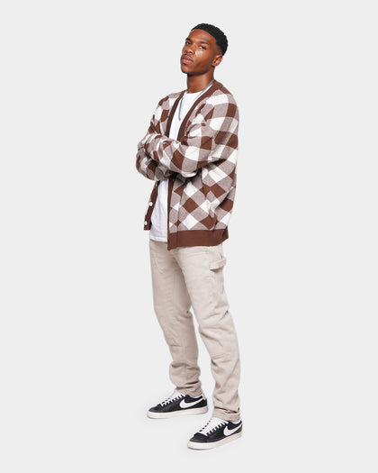 XXIII Noah Gingham Cardigan Brown/White
