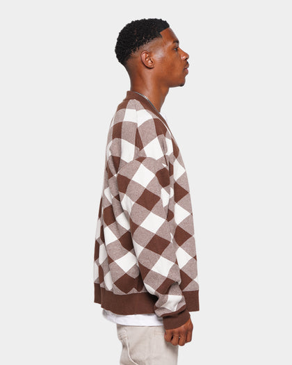 XXIII Noah Gingham Cardigan Brown/White