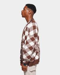 XXIII Noah Gingham Cardigan Brown/White