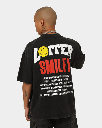 Loiter X Smiley Electric Smile Vintage T-Shirt Vintage Black