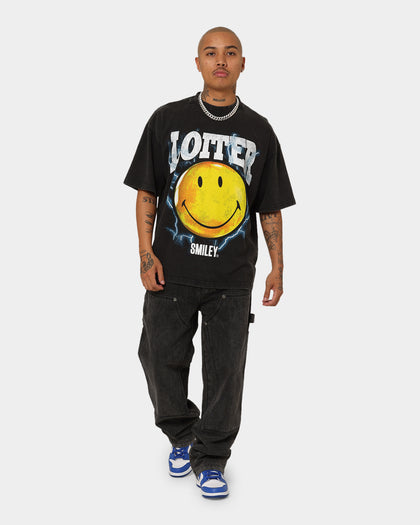 Loiter X Smiley Electric Smile Vintage T-Shirt Vintage Black