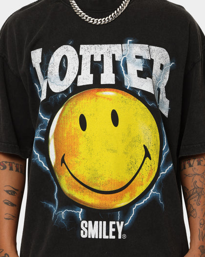 Loiter X Smiley Electric Smile Vintage T-Shirt Vintage Black