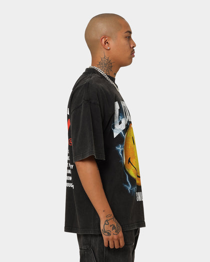 Loiter X Smiley Electric Smile Vintage T-Shirt Vintage Black