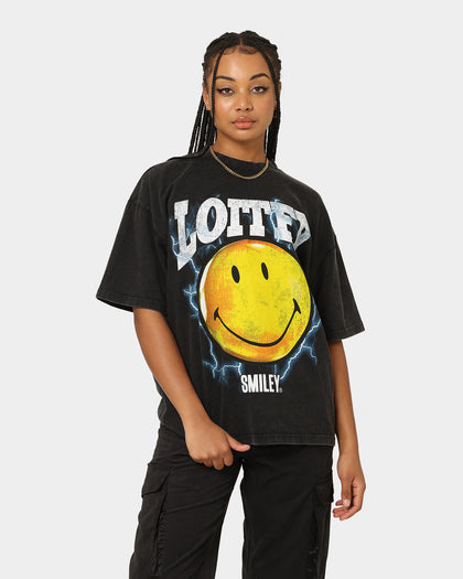 Loiter X Smiley Electric Smile Vintage T-Shirt Vintage Black