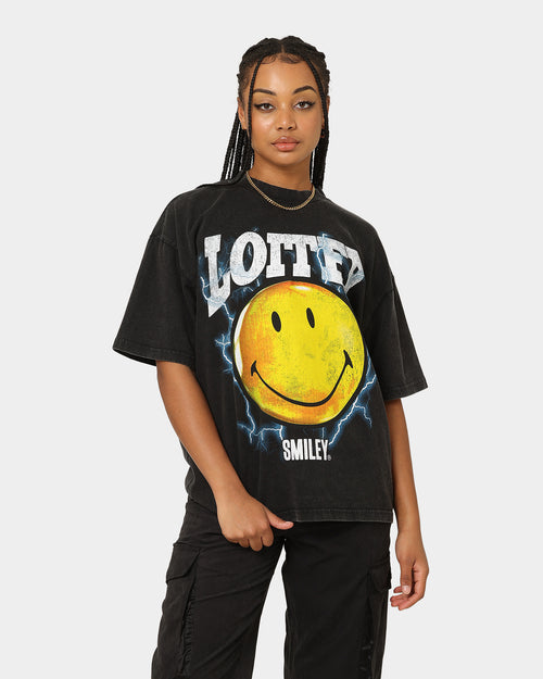 Loiter X Smiley Electric Smile Vintage T-Shirt Vintage Black