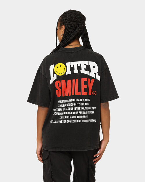 Loiter X Smiley Electric Smile Vintage T-Shirt Vintage Black