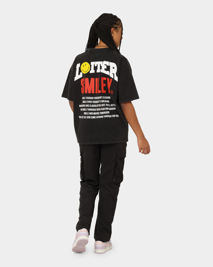 Loiter X Smiley Electric Smile Vintage T-Shirt Vintage Black