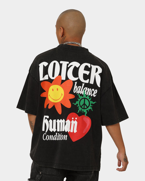 Loiter X Smiley Human Condition Vintage T-Shirt Vintage Black