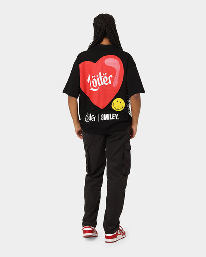 Loiter X Smiley I Heart Loiter Vintage T-Shirt Vintage Black
