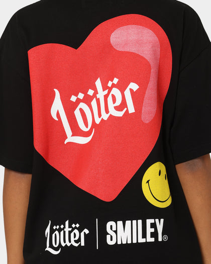 Loiter X Smiley I Heart Loiter Vintage T-Shirt Vintage Black