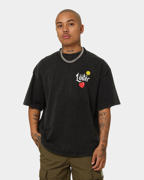 Loiter X Smiley Live Laugh Loiter Vintage T-Shirt Vintage Black