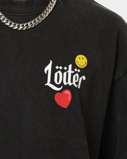 Loiter X Smiley Live Laugh Loiter Vintage T-Shirt Vintage Black