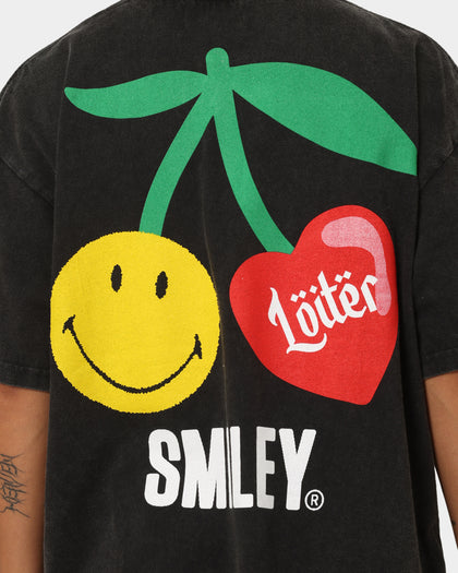 Loiter X Smiley Live Laugh Loiter Vintage T-Shirt Vintage Black