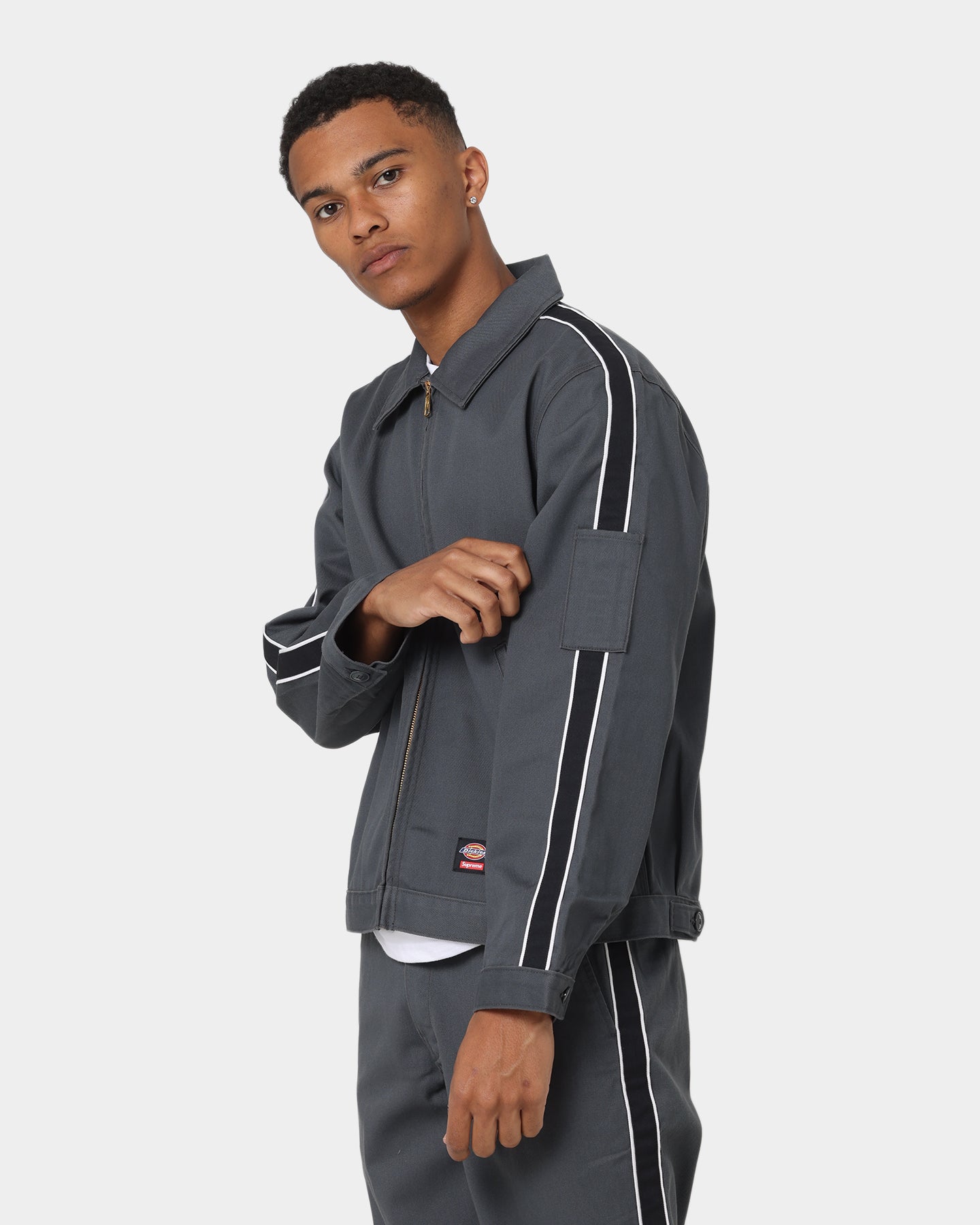 Supreme X Dickies Stripe Eisenhower Jacket Charcoal | Culture Kings US