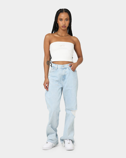 Tommy Jeans Women's Signature Crop Tube Top Ecru