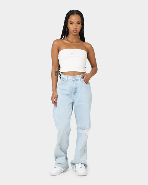 Tommy Jeans Women's Signature Crop Tube Top Ecru