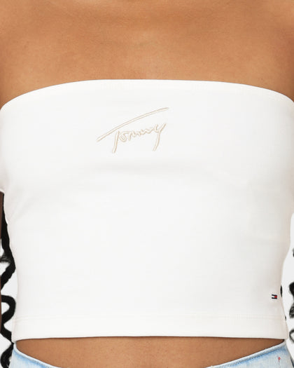 Tommy Jeans Women's Signature Crop Tube Top Ecru