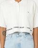 Tommy Jeans Women's Cable Knit Polo Cropped Jumper Ecru