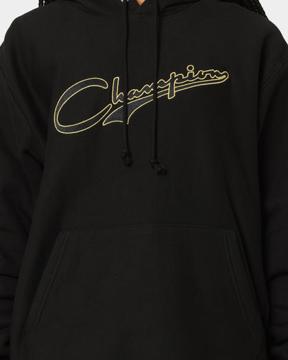 Champion Reverse Weave Archive Script Hoodie Black/Gold