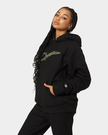 Champion Reverse Weave Archive Script Hoodie Black/Gold