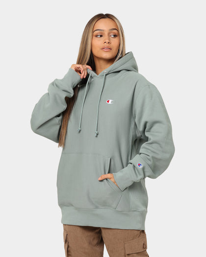 Champion Reverse Weave C Logo Hoodie Sage Shimmer Green