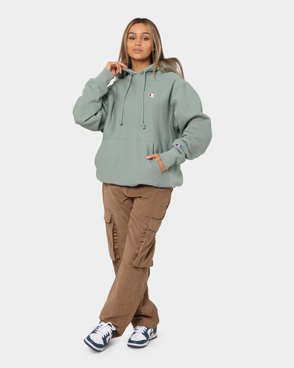 Champion Reverse Weave C Logo Hoodie Sage Shimmer Green