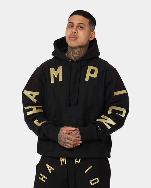 Champion Reverse Weave Large Arch Hoodie Black/Gold