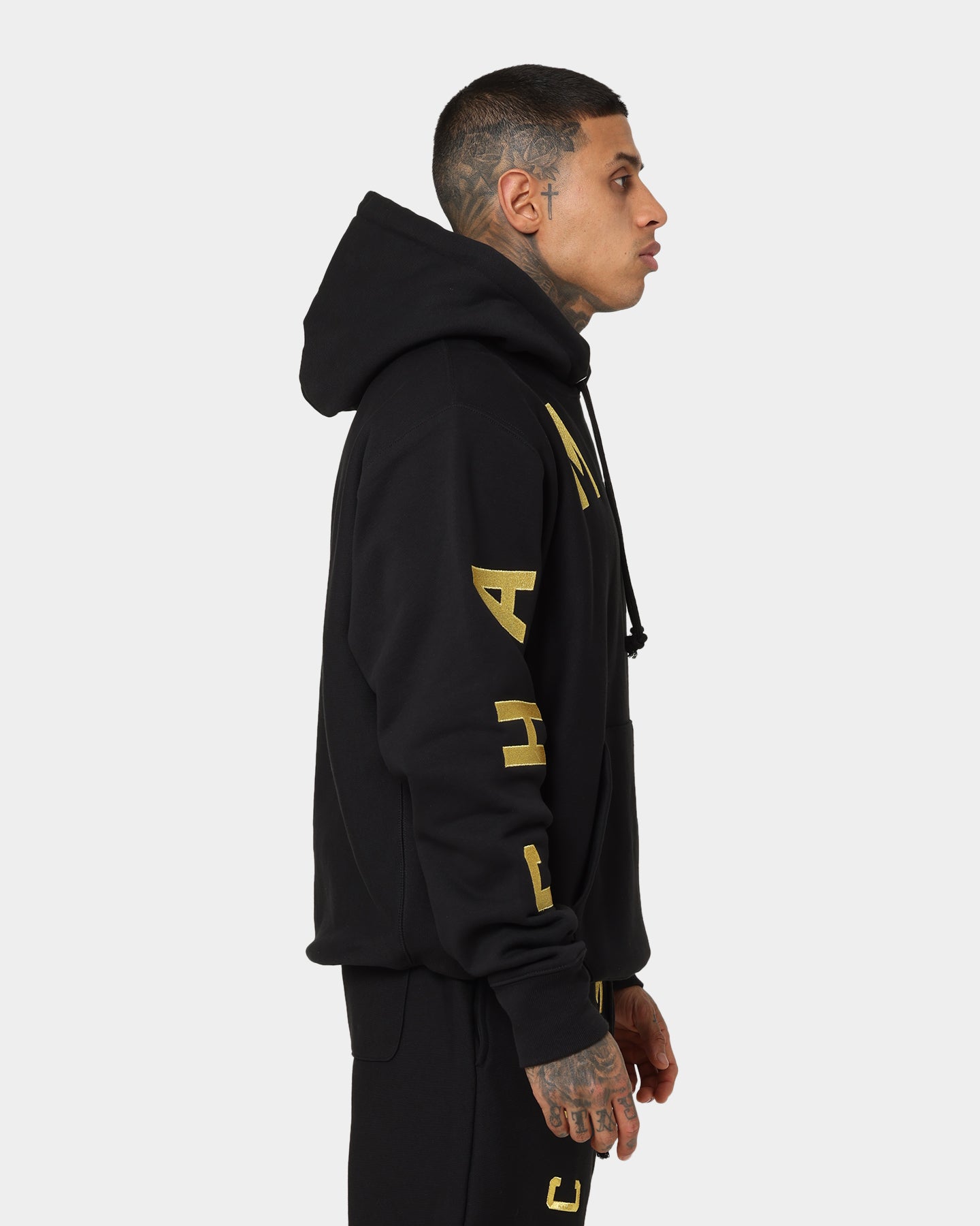 Champion Reverse Weave Large Arch Hoodie Black/Gold | Culture Kings US
