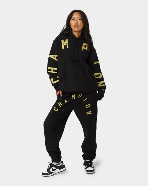 Champion Reverse Weave Large Arch Hoodie Black/Gold