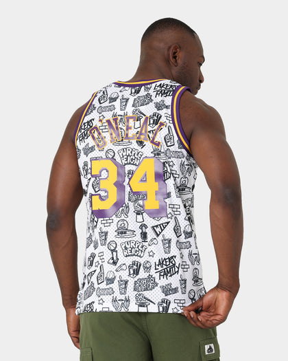 Mitchell & Ness 1996 Los Angeles Lakers Shaquille O'Neal #34 Doodle Swingman Jersey White