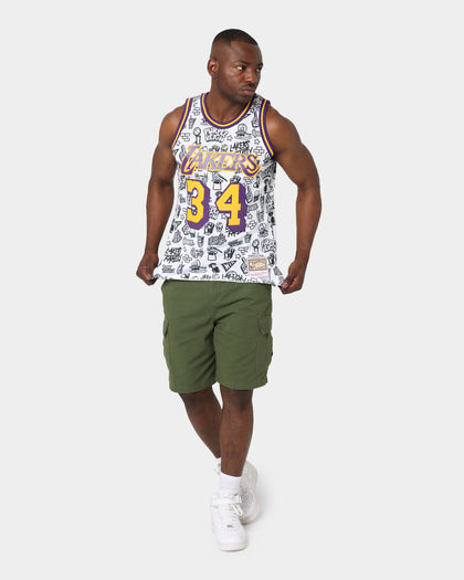 Mitchell & Ness 1996 Los Angeles Lakers Shaquille O'Neal #34 Doodle Swingman Jersey White