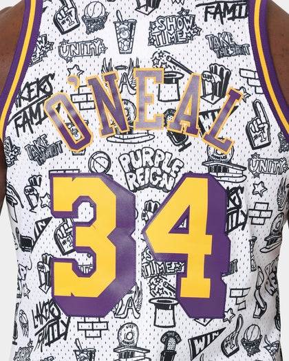 Mitchell & Ness 1996 Los Angeles Lakers Shaquille O'Neal #34 Doodle Swingman Jersey White