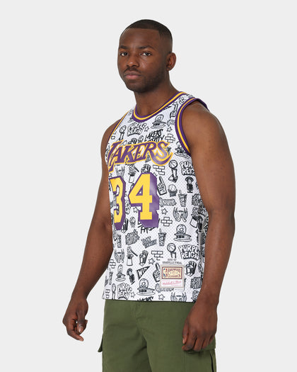 Mitchell & Ness 1996 Los Angeles Lakers Shaquille O'Neal #34 Doodle Swingman Jersey White