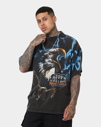 Loiter Lightning Eagle Vintage T-Shirt Black Wash