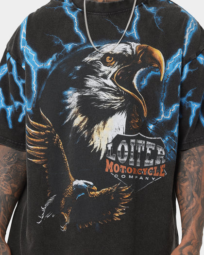 Loiter Lightning Eagle Vintage T-Shirt Black Wash