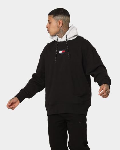 Tommy Jeans TJM Relaxed Block Mix Media Hoodie Black