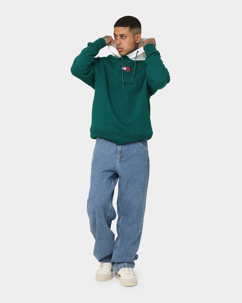 Tommy Jeans TJM Relaxed Block Mix Media Hoodie Dark Turf Green