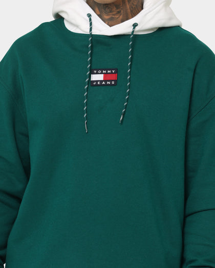 Tommy Jeans TJM Relaxed Block Mix Media Hoodie Dark Turf Green