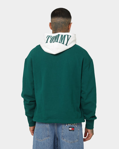Tommy Jeans TJM Relaxed Block Mix Media Hoodie Dark Turf Green