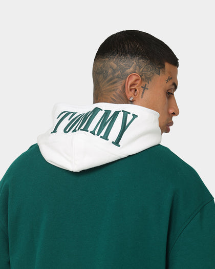 Tommy Jeans TJM Relaxed Block Mix Media Hoodie Dark Turf Green
