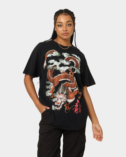 American Thrift Ryu Dragon Vintage T-Shirt Washed Black