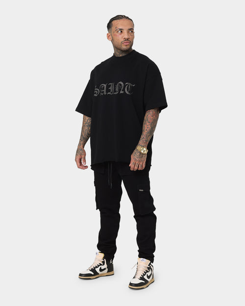 Saint Morta Gothic Rhinestone Boxy T-Shirt Black/Silver