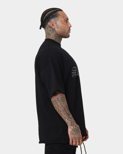 Saint Morta Gothic Rhinestone Boxy T-Shirt Black/Silver
