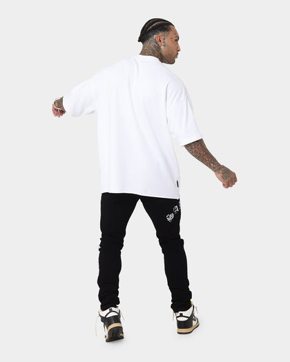 Saint Morta Gothic Rhinestone Boxy T-Shirt White