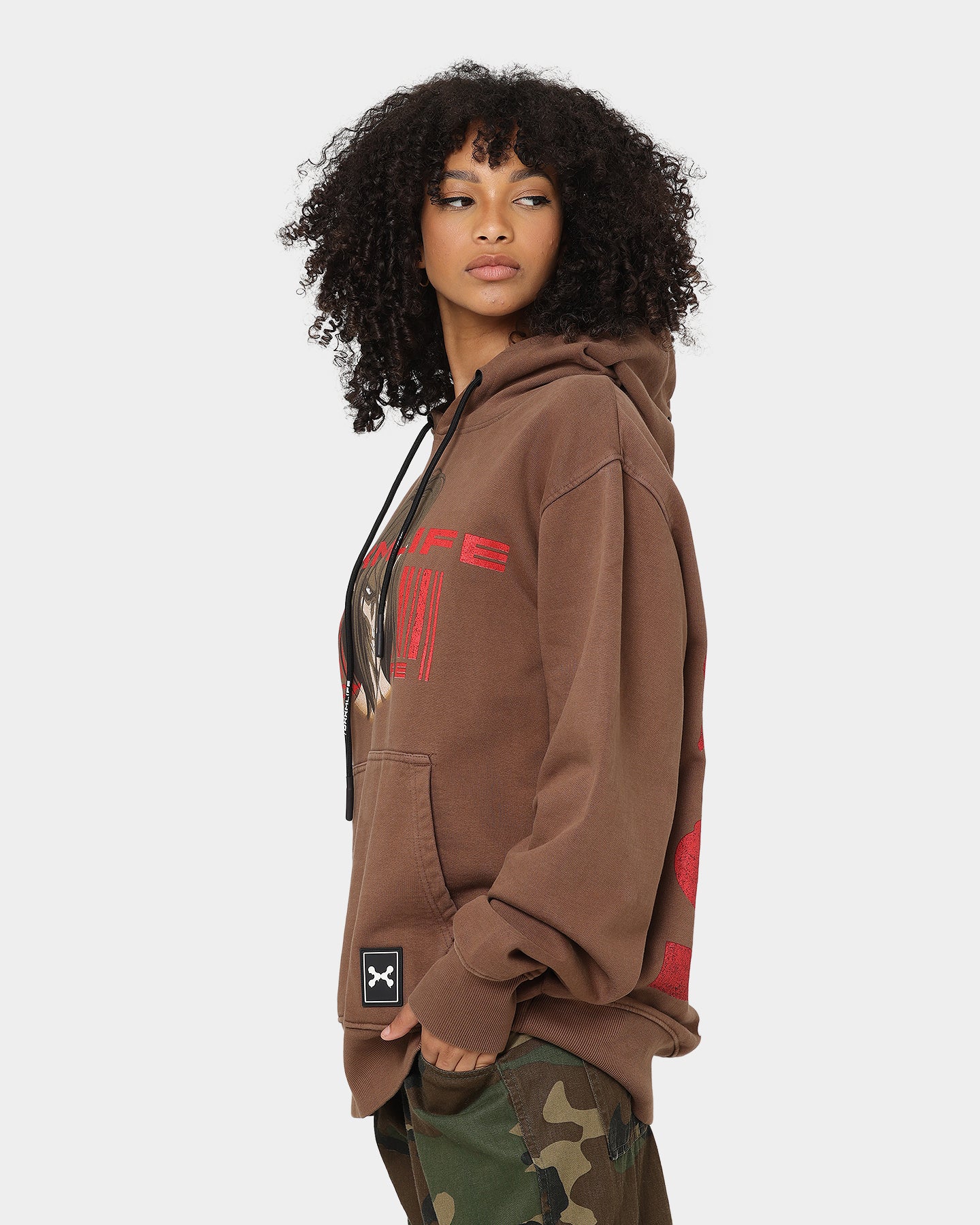 AMOMENTO VELVET SHIRRING HOODIE ダークブラウン AMOMENTO VELVET SHIRRING HOODIE ダークブラウン