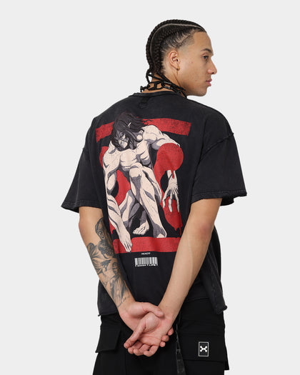 DXXMLIFE X Attack On Titan Eren DXXM Vintage T-Shirt Aged Black