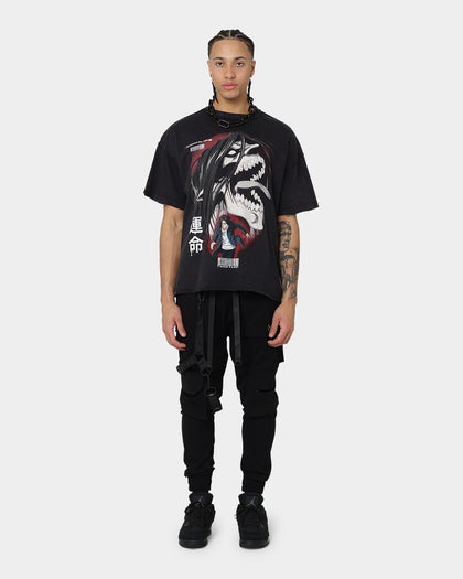 DXXMLIFE X Attack On Titan Eren DXXM Vintage T-Shirt Aged Black