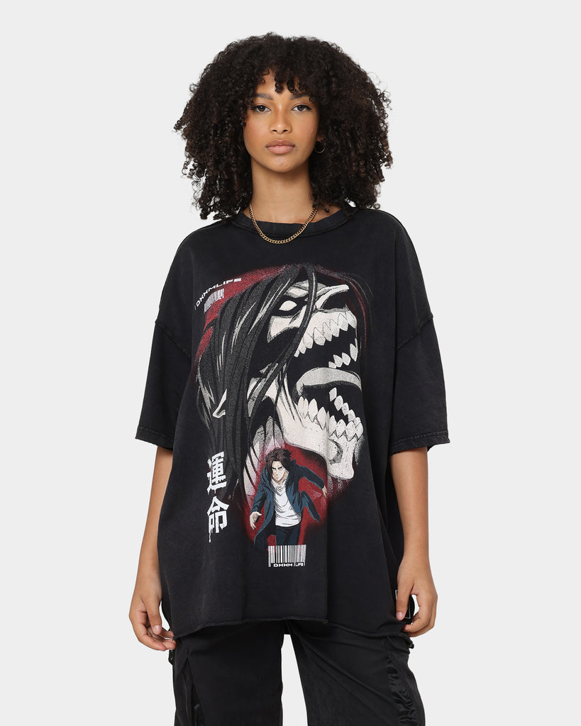 DXXMLIFE X Attack On Titan Eren DXXM Vintage T-Shirt Aged Black