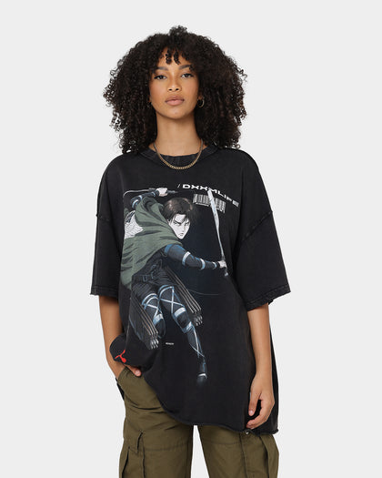 DXXMLIFE X Attack On Titan Levi DXXM Vintage T-Shirt Aged Black