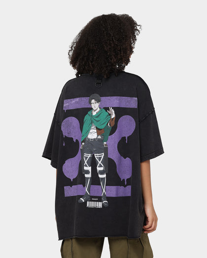 DXXMLIFE X Attack On Titan Levi DXXM Vintage T-Shirt Aged Black